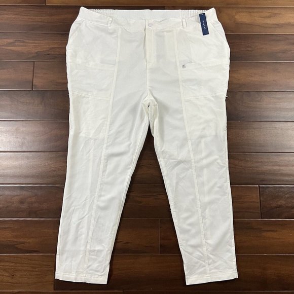 Jaanuu Women's Plus Size 3X‎ White 11 Pocket Cargo Scrub Pants - Picture 1 of 10